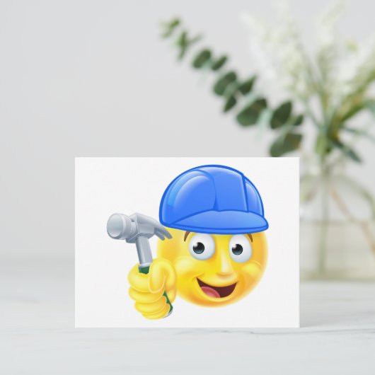 Handy Man Carpenter Builder Emoji Emoticon Postkarte (Stehend Vorderseite)