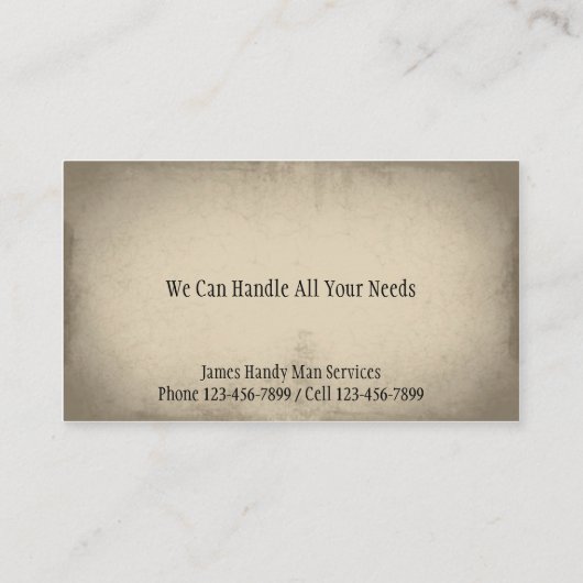 Handy Man Contractor Reparatur Man Business Card Visitenkarte (Rückseite)