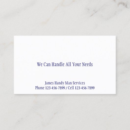 Handy Man Repair Man Contractor Business Card Visitenkarte (Rückseite)