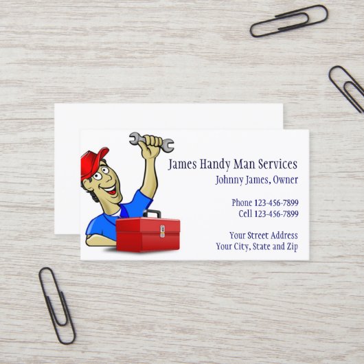 Handy Man Repair Man Contractor Business Card Visitenkarte (Vorderseite/Rückseite Beispiel)