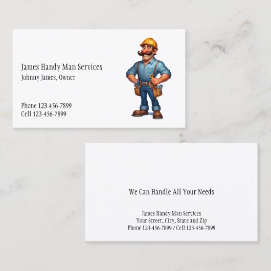 Handy Man Tool Box Contractor Business Card Visitenkarte (Vorne/Hinten)
