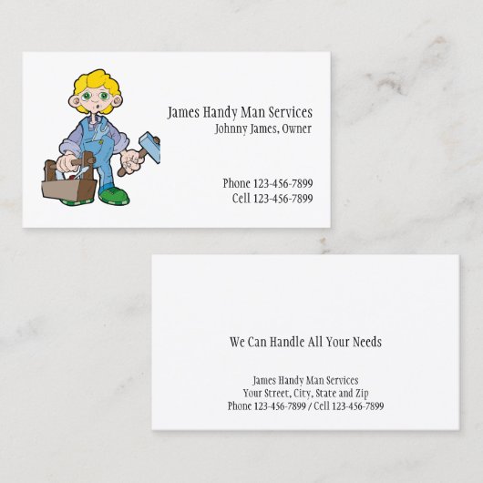 Handy Man Tool Box Contractor Business Card Visitenkarte (Vorne/Hinten)