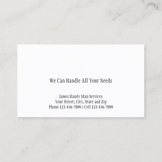 Handy Man Tool Box Contractor Business Card Visitenkarte (Rückseite)