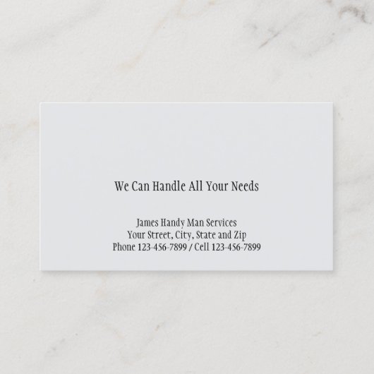 Handy Man Tool Box Contractor Business Card Visitenkarte (Rückseite)