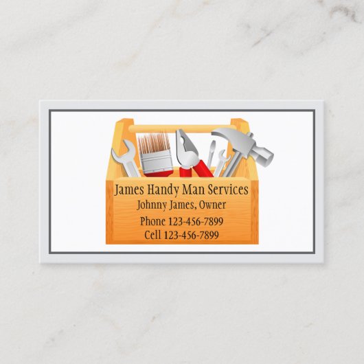 Handy Man Tool Box Contractor Business Card Visitenkarte (Vorderseite)