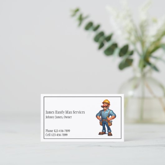 Handy Man Tool Box Contractor Business Card Visitenkarte (Stehend Vorderseite)