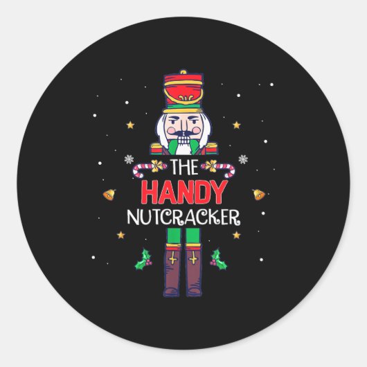 Handy Nutcracker Funny Christmas Family Matching O Runder Aufkleber (Vorderseite)