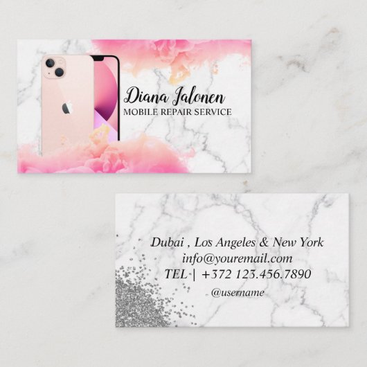 Handy Reparatur Service Black Metal Visitenkarte (Vorne/Hinten)