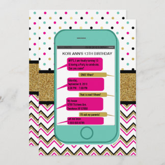 Handy Simse Einladung - Teen Birthday