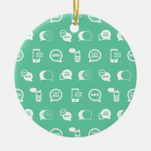 Handy-Textnachricht und E-Mail als Aquamarines Des Keramik Ornament (Vorne)