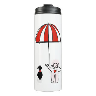 Handy Wallpaper Cat Dog Schirmhund Thermosbecher