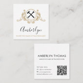 Handyfrau für das benutzerdefinierte Logo QR Code  Quadratische Visitenkarte (Vorne/Hinten)