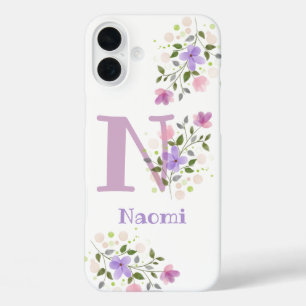 Handyhülle Initial Plus Name & Blumen Design iPhone 16 Plus Hülle