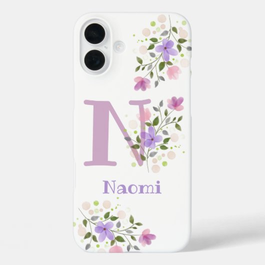 Handyhülle Initial Plus Name & Blumen Design Case-Mate iPhone Hülle (Rückseite)