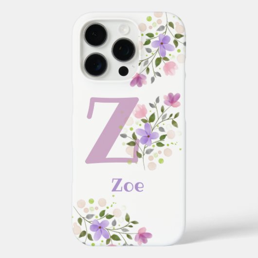 Handyhülle Initial Plus Name und Blumen Design Case-Mate iPhone Hülle (Rückseite)