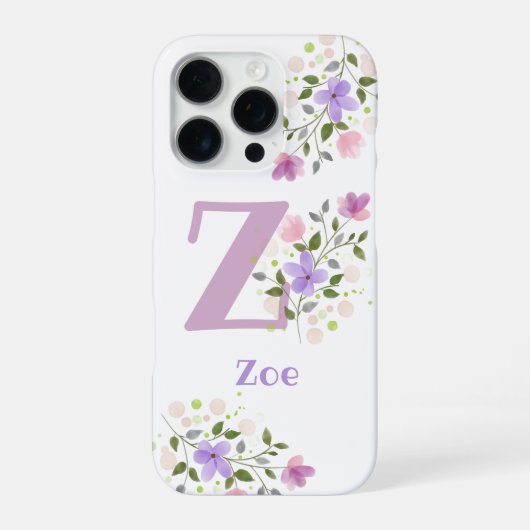 Handyhülle Initial Plus Name und Blumen Design iPhone Hülle (Rückseite)
