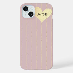 Handyhülle mit Goldfolienherz und Röte iPhone 15 Plus Hülle