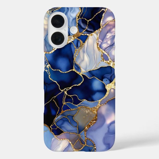 Handyhülle Navy Marmor Gold Abstract Luxus Case-Mate iPhone Hülle (Rückseite)