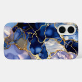 Handyhülle Navy Marmor Gold Abstract Luxus Case-Mate iPhone Hülle (Rückseite (Horizontal))