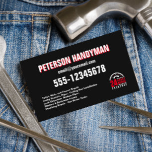 HANDYMAN 24 STUNDEN SCHWARZ ROT VISITENKARTE