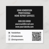 Handyman Back White Qr Code Zuhause Repair Service Quadratische Visitenkarte (Rückseite)