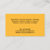 Handyman Bear Carpenter House Reparatur Schlicht G Visitenkarte (Rückseite)