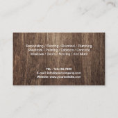 Handyman Bear Woodworker House Reparaturservice Ho Visitenkarte (Rückseite)