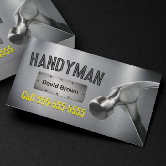 Handyman Beruflich Big Hammer Metal Steel Visitenkarte