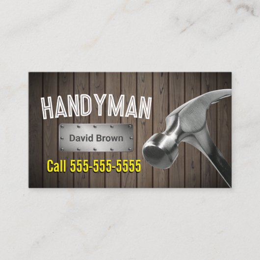 Handyman Big Hammer House Reparaturservice Holz Visitenkarte (Vorderseite)
