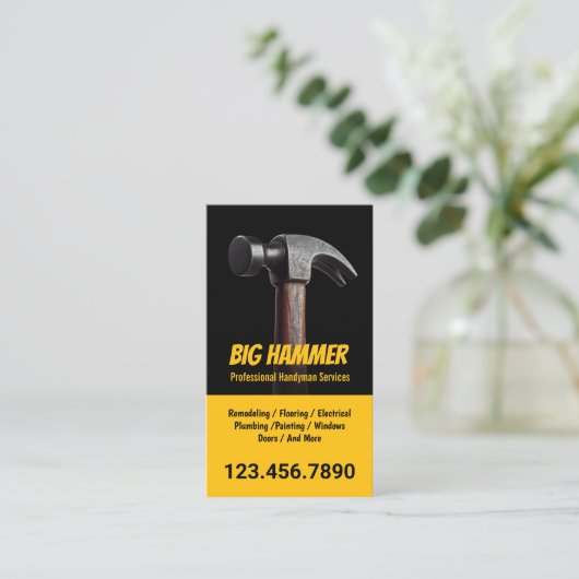 Handyman Big Hammer Reparaturservice Visitenkarte (Stehend Vorderseite)