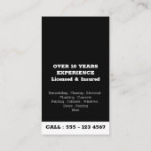 Handyman Black Beruflich Custom Monogram Logo Visitenkarte (Rückseite)