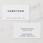 Handyman [Black Faux Letterpress Style] Visitenkarte (Vorne/Hinten)
