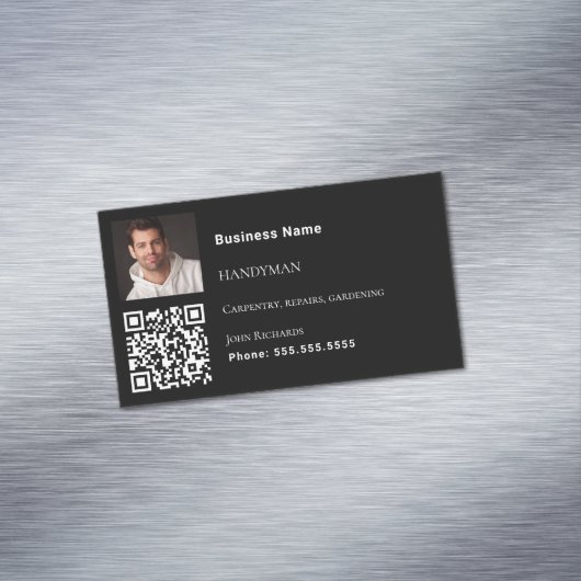 Handyman Black Foto QR-Code Magnetische Visitenkarte (Beispiel)