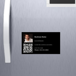Handyman Black Foto QR-Code Magnetische Visitenkarte