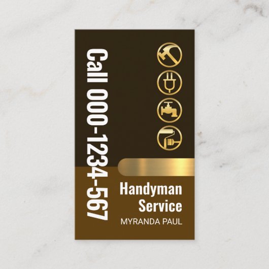 Handyman Brown Layers Gold Tab Visitenkarte (Vorderseite)