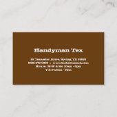 Handyman Business Card Construction Tools Visitenkarte (Rückseite)