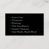 Handyman Business Card, schwarz Visitenkarte (Rückseite)