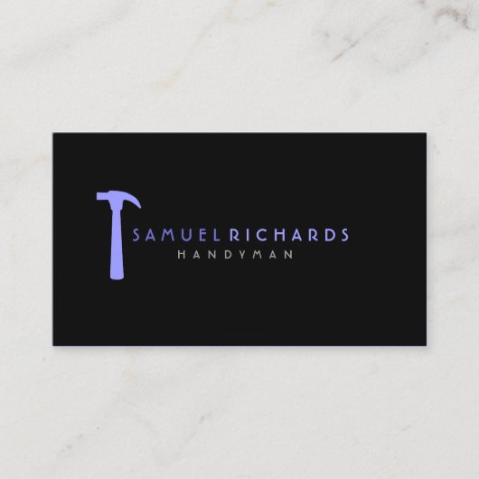 Handyman Business Card Simple Hammer Silhoutte Visitenkarte (Vorderseite)