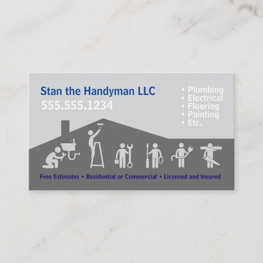 Handyman Business Card Visitenkarte (Vorderseite)