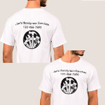 Handyman Business Work-Shirt T-Shirt<br><div class="desc">Handyman-Logo-Arbeit und Werbe-T-Shirts mit Logo-Vorlage und Textvorlage können Sie online anpassen, indem Sie die Vorlagen durch Ihr eigenes Firmenlogo, Foto und Text ersetzen oder unser Logo auf unseren Shirts verwenden. Auf der Vorder- und Rückseite des Shirts konzipiert, um das Branding oder die Werbeaktion kleiner Unternehmen zu fördern, und dient als...</div>