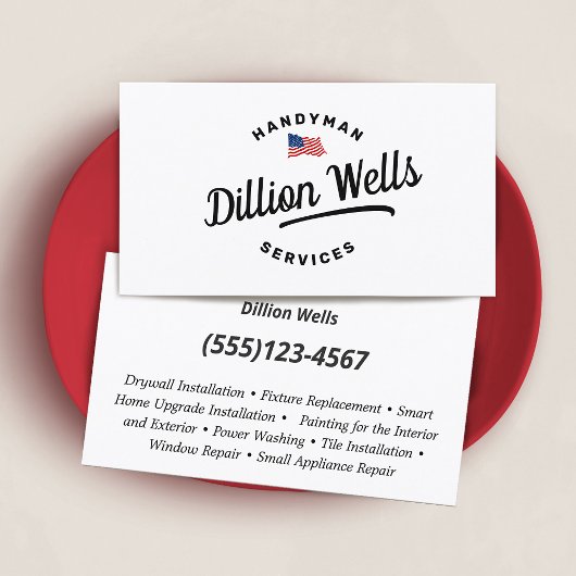 Handyman Carpenter American Flag Visitenkarte