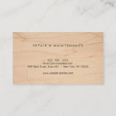 Handyman, Carpenter, Builder-Logo auf Holz II Visitenkarte (Rückseite)