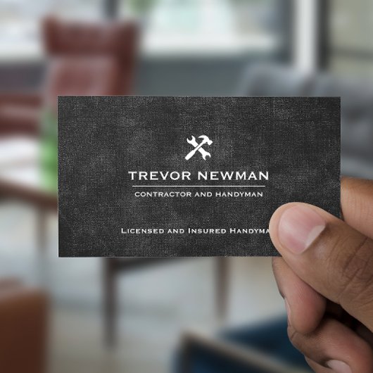 Handyman Carpenter Construction Grunge Black Visitenkarte