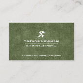 Handyman Carpenter Construction Grunge Olive Green Visitenkarte (Vorderseite)