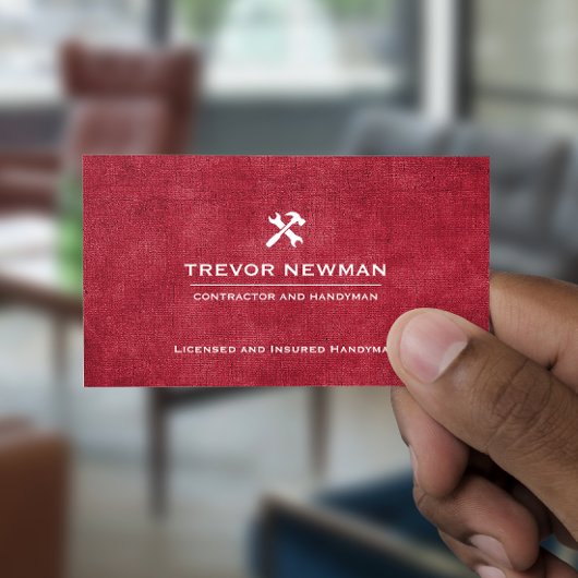 Handyman Carpenter Construction Grunge RED Visitenkarte