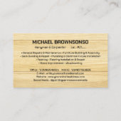 Handyman Carpenter Plywood Construction Visitenkarte (Rückseite)