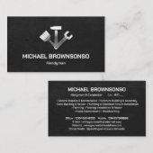 Handyman Carpenter Services Simple Black Visitenkarte (Vorne/Hinten)