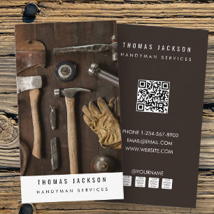 Handyman Carpenter Tools Foto QR Code Visitenkarte