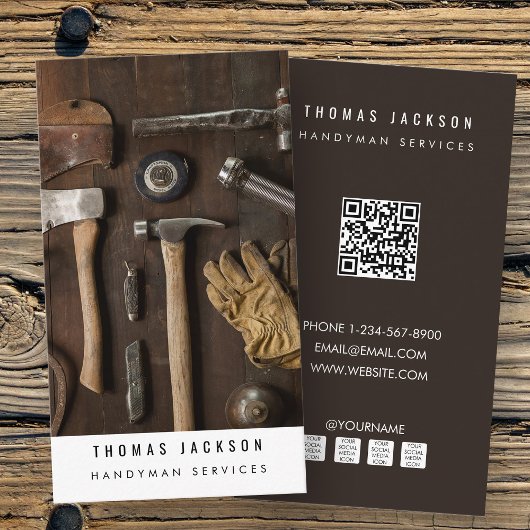 Handyman Carpenter Tools Foto QR Code Visitenkarte
