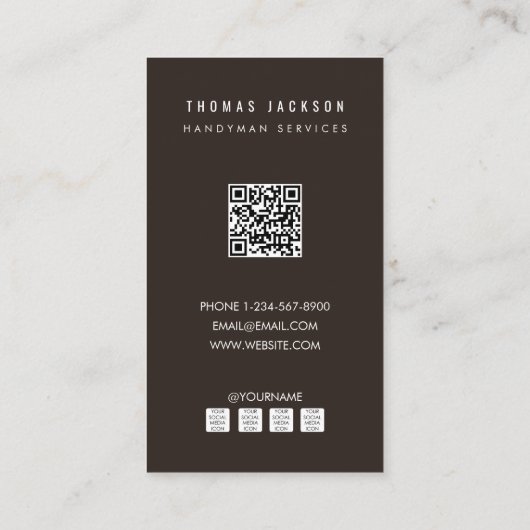 Handyman Carpenter Tools Foto QR Code Visitenkarte (Rückseite)